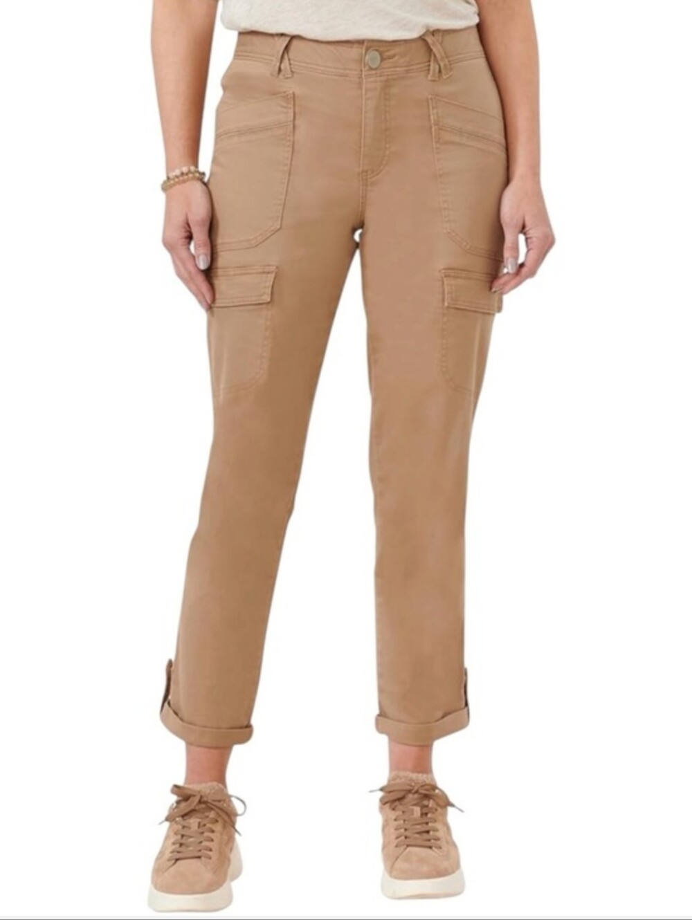 Democracy "Ab"solution Cargo Pants Size 10 Beige Utility High Rise Stretch Ankle